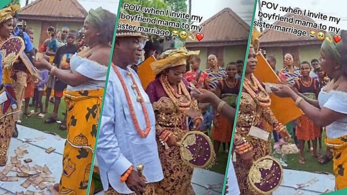 Nigerian Woman Rolls Out Naira Notes as Son's Girlfriend Invites Her to Sister's Wedding, Kills Show