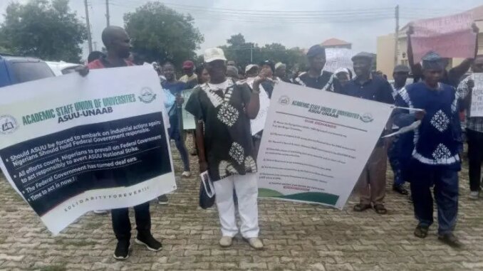 FUNAAB academic staff protest over unpaid salaries