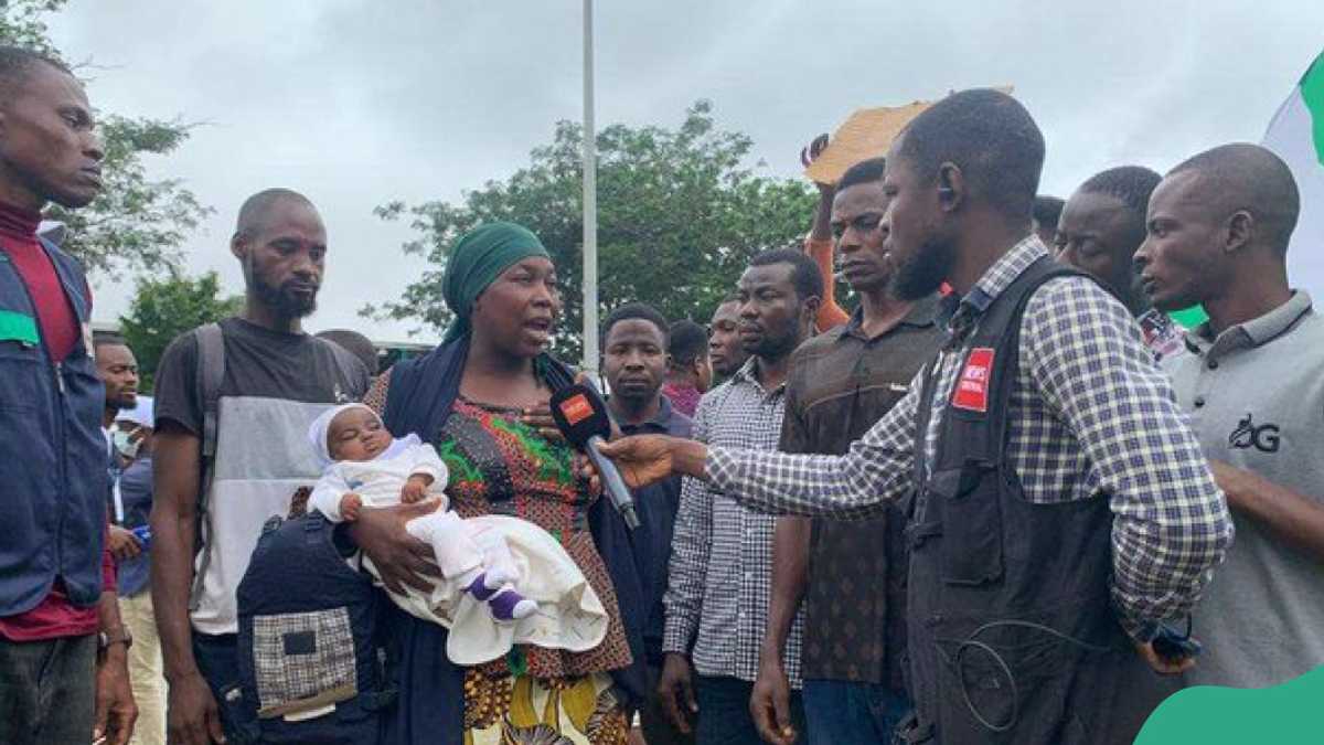 "Police Are Shooting Tear Gas At Us": Protesting Nursing Mother Cries Out at Eagle Square, Abuja