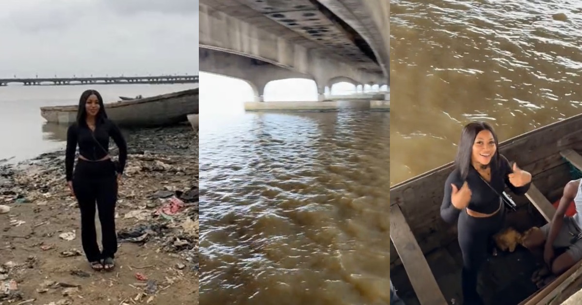 "Everybody sha wan trend" – Lady r!sk it all as she tours under Third Mainland Bridge without a life jacket (WATCH)