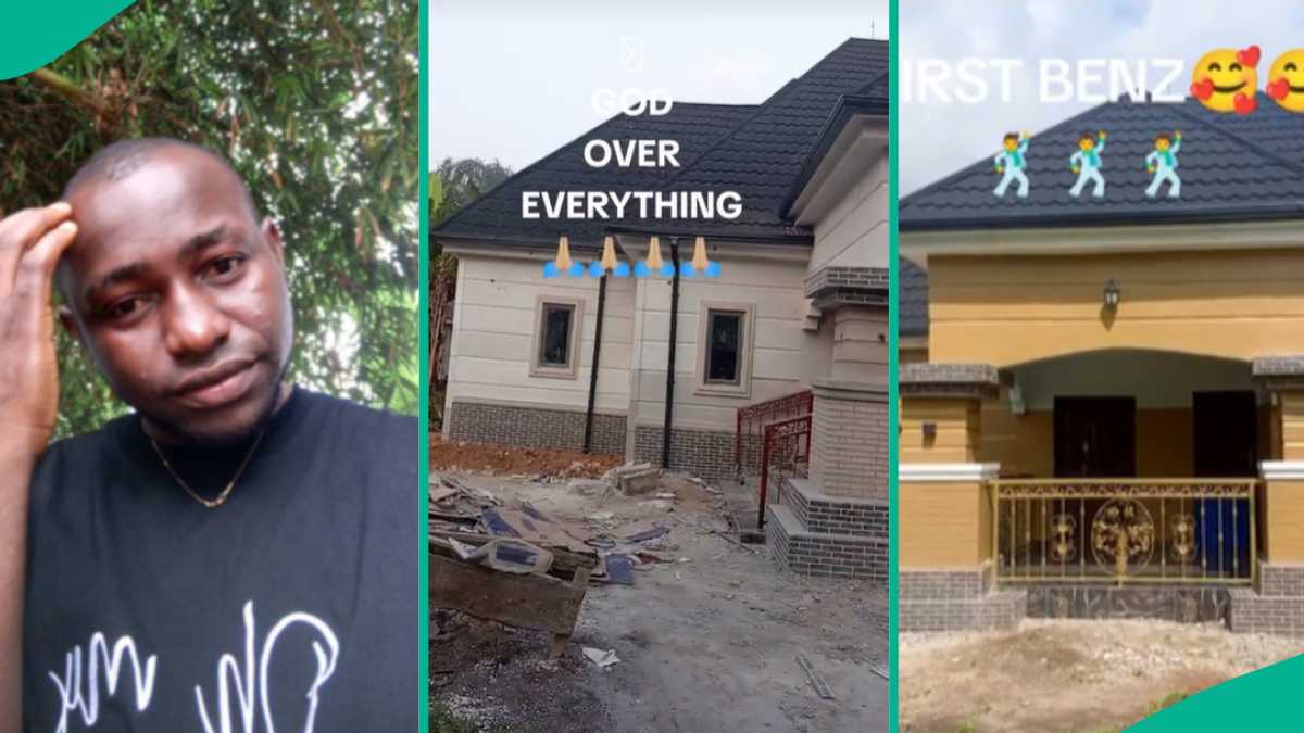 Young Nigerian Man builds Bungalow, Uses Stone Coated Roof, Calls it his First Benz