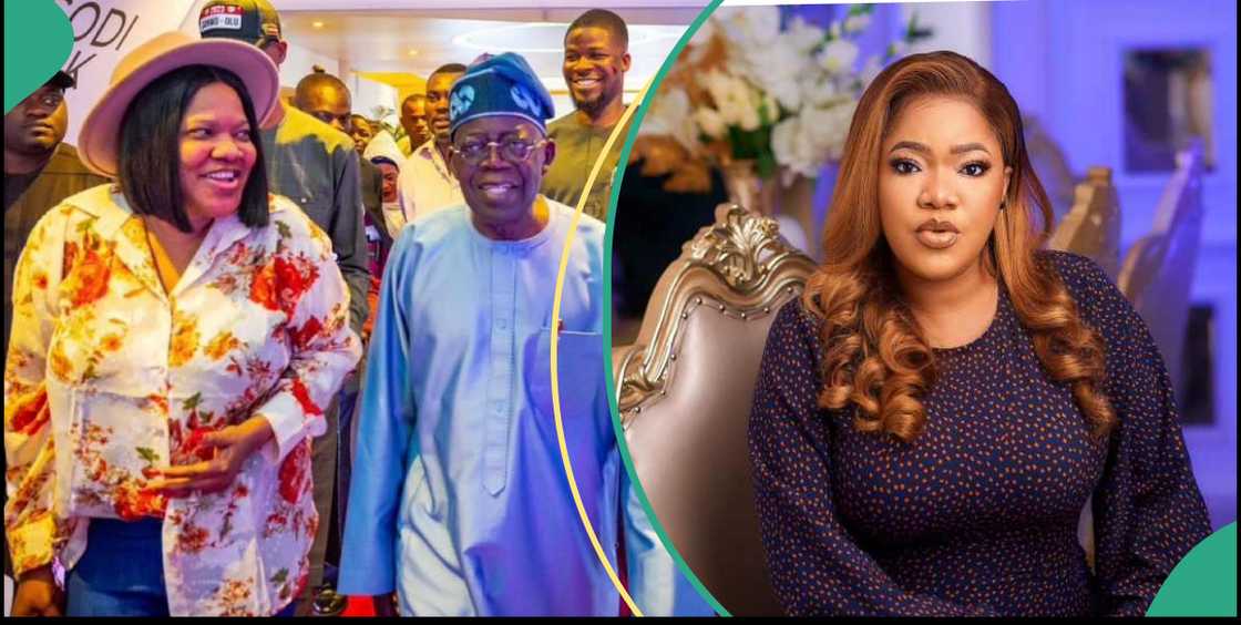 Toyin Abraham and Tinubu, Toyin Abraham slids into an X user’s DMs to warn him to take down a picture of herself with Tinubu