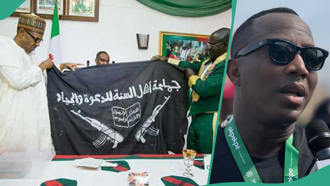 The claim that former President Muhammadu Buhari and ex-chief of army staff wave the Boko Haram flag by Omoyele Sowore, has been fact-checked and discovered to be false