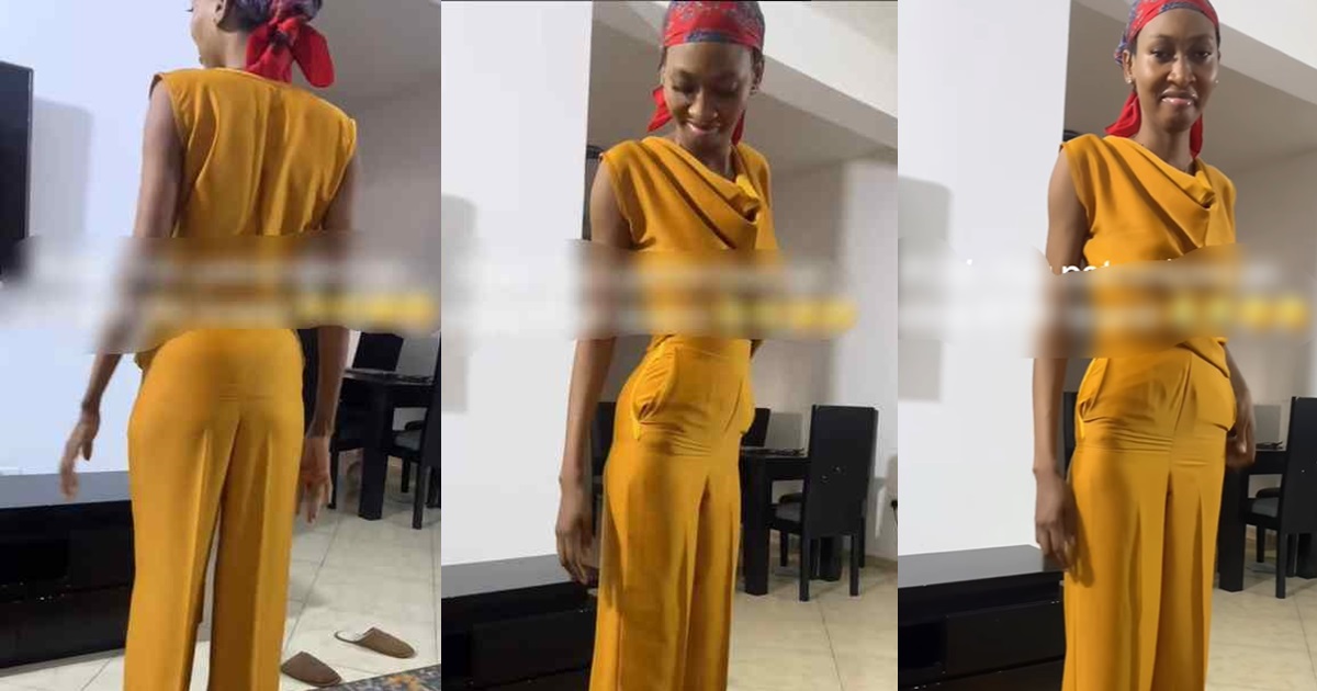 "Wrong measurement w@hala" – Lady shows off the ready to wear brand she bought online (VIDEO)