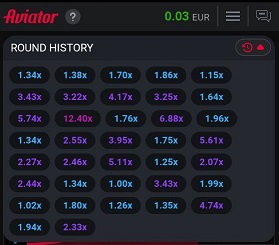 1xbet aviator round history