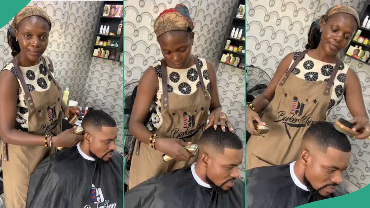 Talented Female Barber Gives Man Excellent Haircut That Changed His Face, Made Him More Handsome