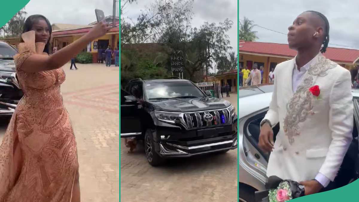 Secondary School Students Pull Up in Expensive Cars For Their Graduating Ceremony in Benin City