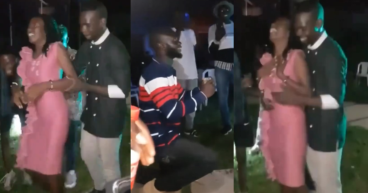 "Na Man Dey Do Man" – Lady gets proposed to by long time boyfriend as male bestie comforts her (WATCH)