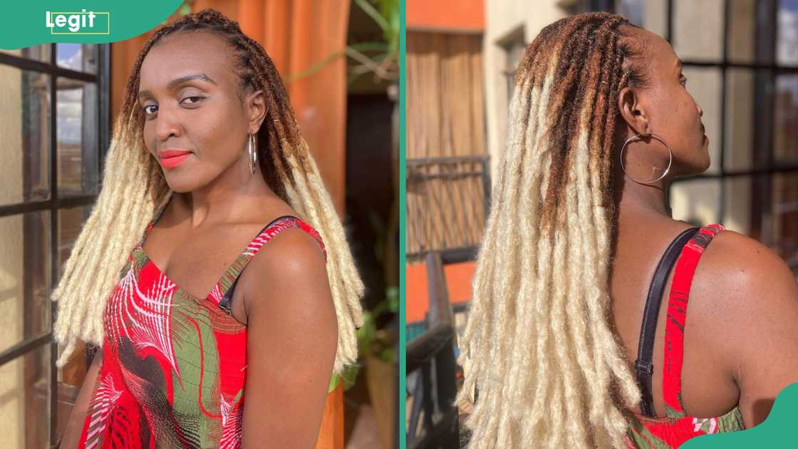 Brown and white locs combination