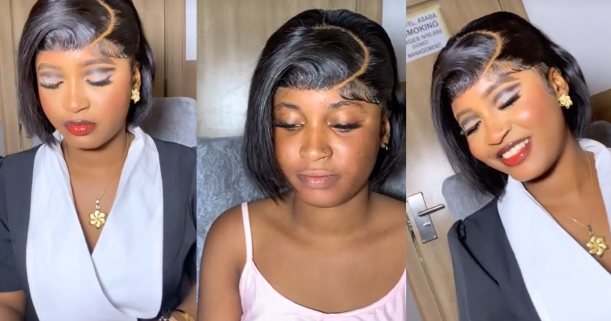 "She for kuku put ham for her eyes" – Sl@y queen goes viral over stylish frontal wig laid for her birthday photo shoot (VIDEO)