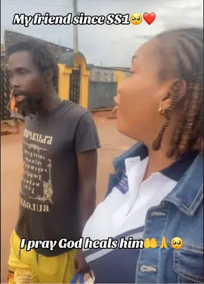 Lady emotional as meets her old friend from SS1 who's mentally challenged