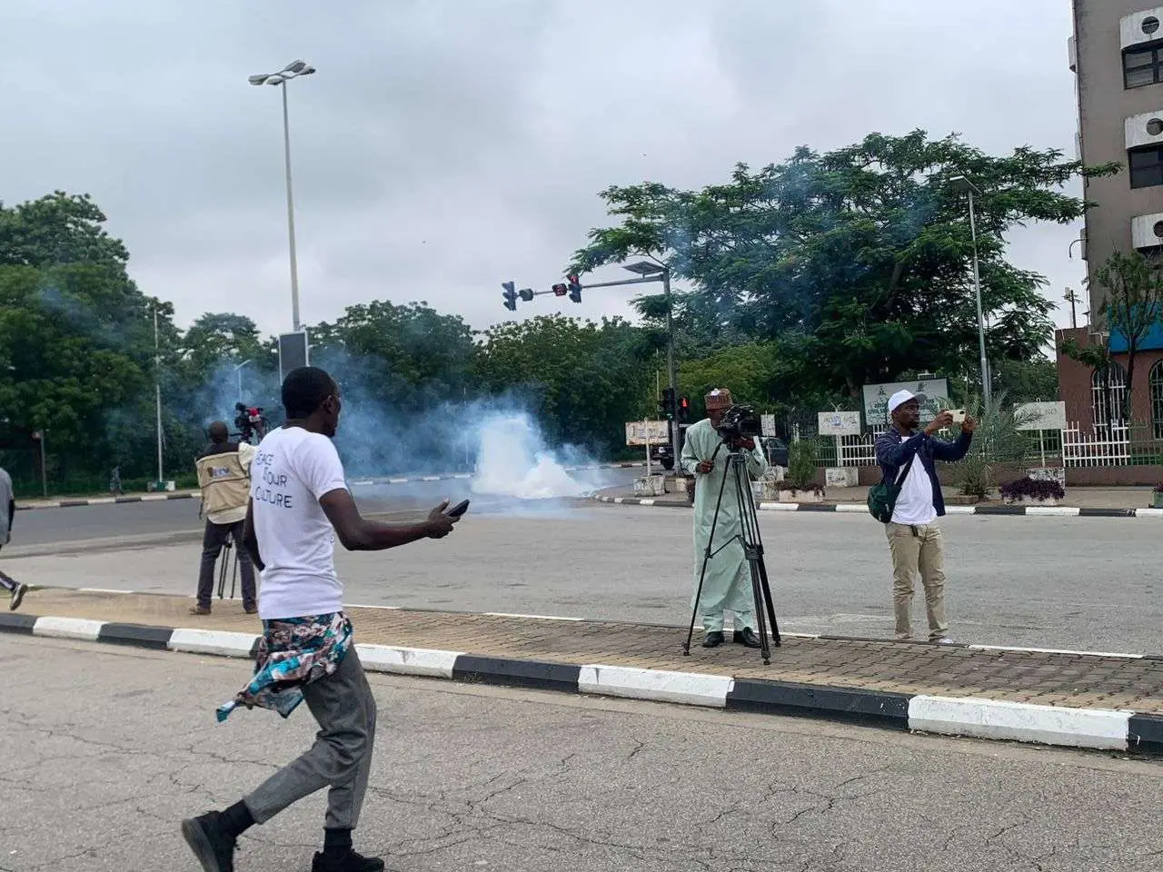 BREAKING: August 1 Protest: Police fire teargas at protesters in Abuja