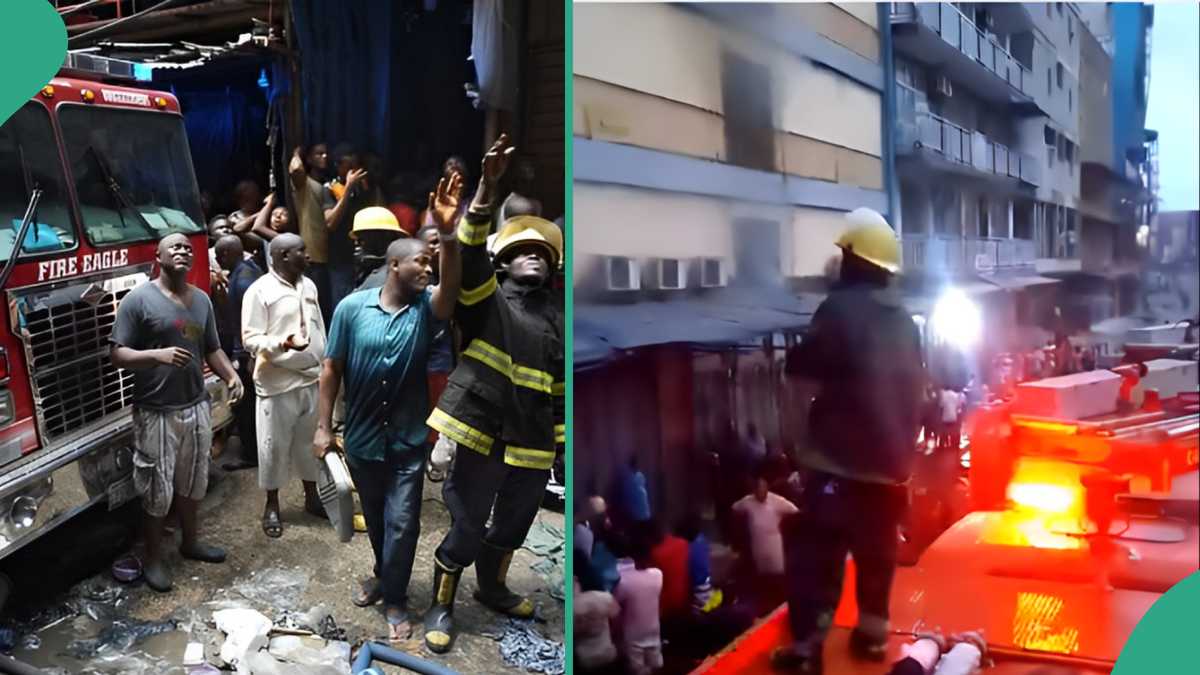 JUST IN: Anxiety as Fire Guts 7-Storey Building in Lagos, Video Emerges