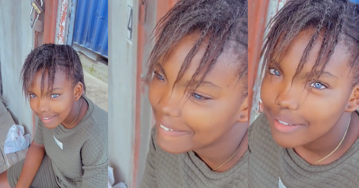 Lady Shares Heartwarming Video Of Girl With Stunning Natural Blue Eyes (VIDEO)