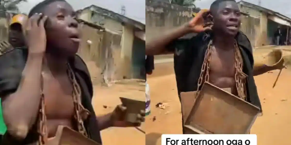 Nigerian man forced to dance, sing, and ring bell after being caught stealing