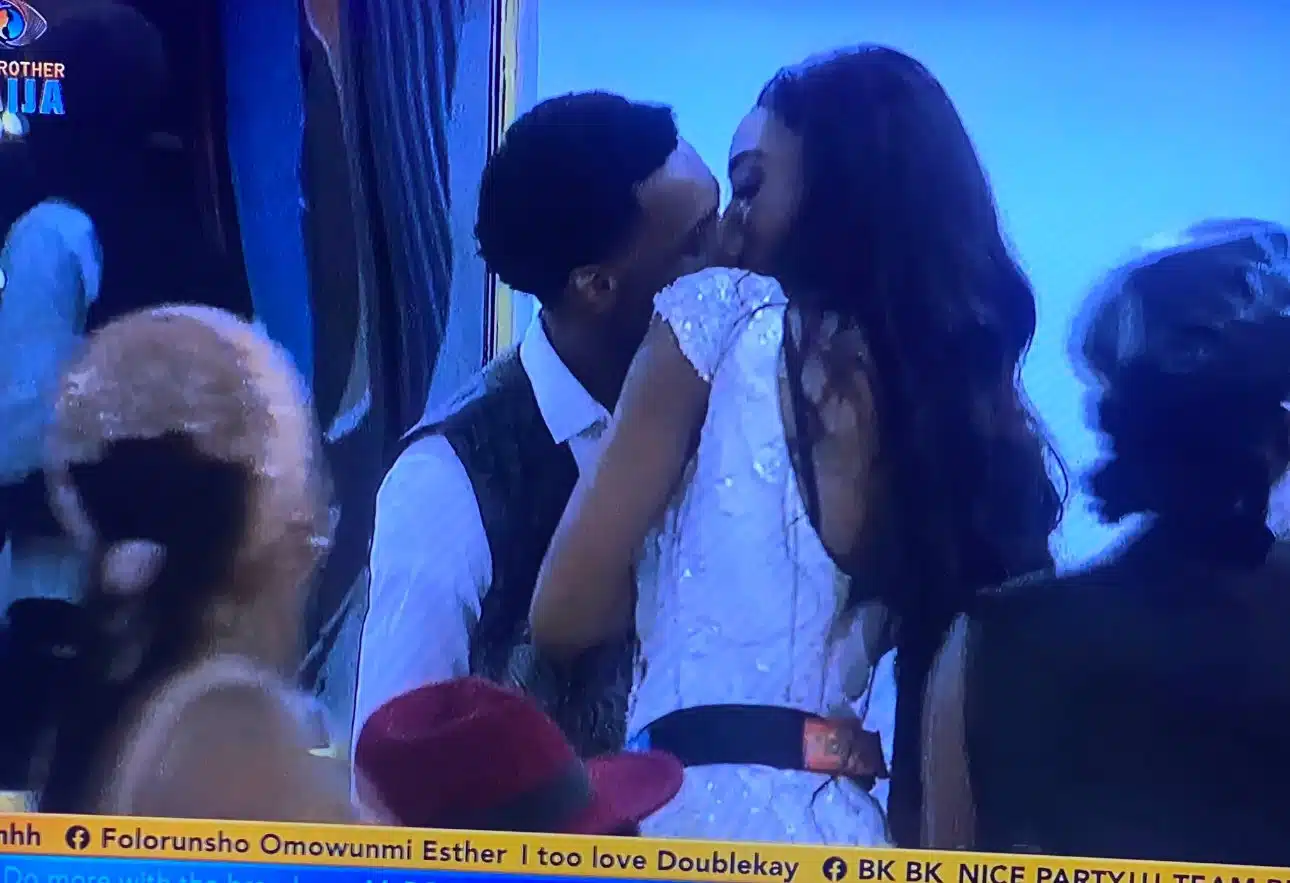 BBNaija S9: Moment Topher and Anita share their first kiss