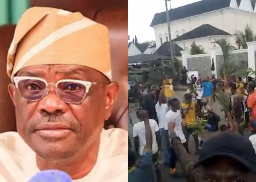 Tension as hunger protesters storm Wike’s residence (video)