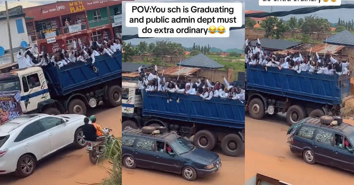 University students went all out for their sign-out day in a tipper truck (VIDEO)