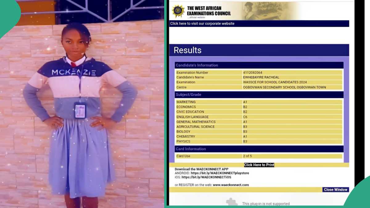 WAEC Result of Girl Who Read Every Day For 3 Hours Surfaces Online As She Scores A1 in 3 Subjects