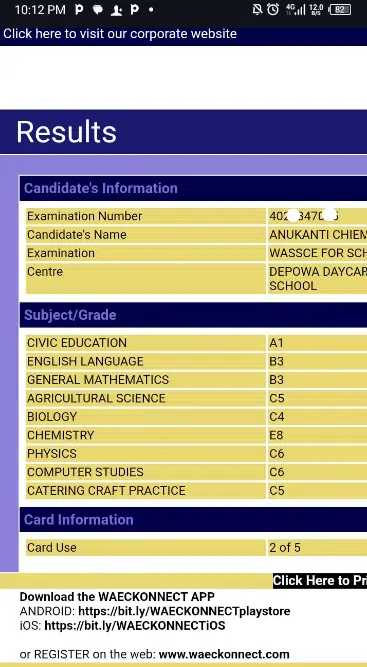 WAEC result of boy who wants to study medicine causes serious buzz online