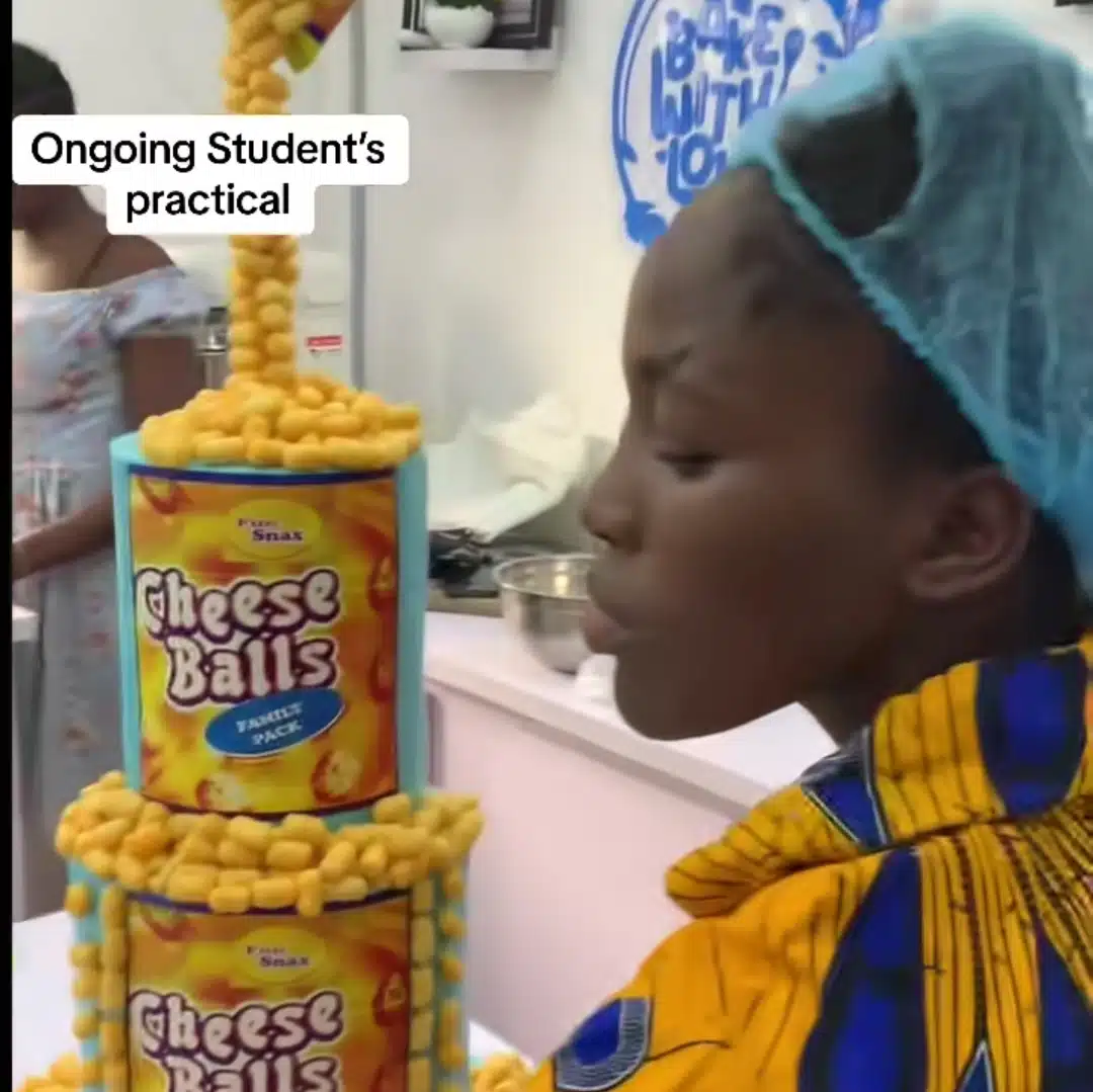 14-year-old baker wows social media with cheese balls cake