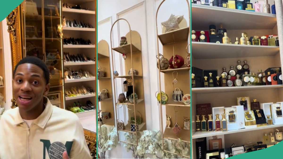 Billionaire Razaq Okoya's Son Shows Off His Mum's Large Wardrobe With Countless Handbags and Shoes