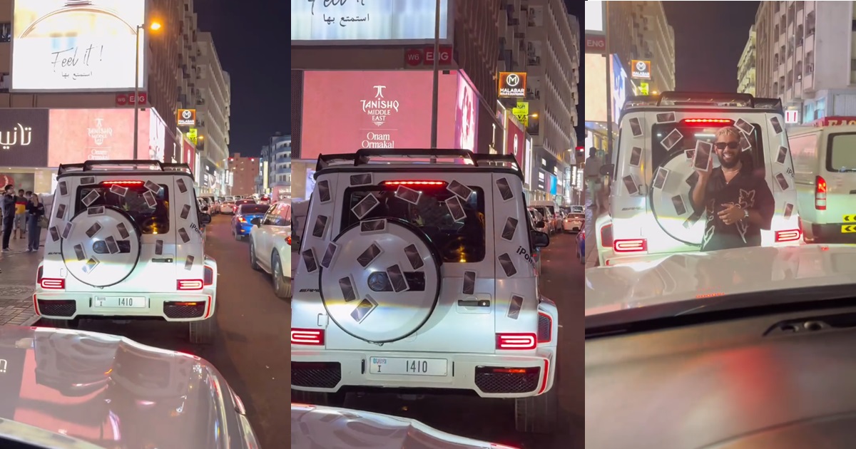 Dubai's rich man sticks iPhone 16 pro max to his car for passers-by to pick for free (VIDEO)