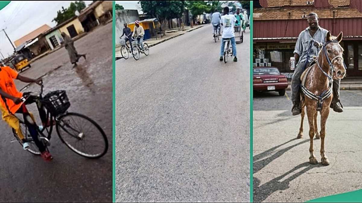 Fuel Price Increase: Nigerians in Borno Turn to Bicycles, Horses for Transportation, Photos Trend