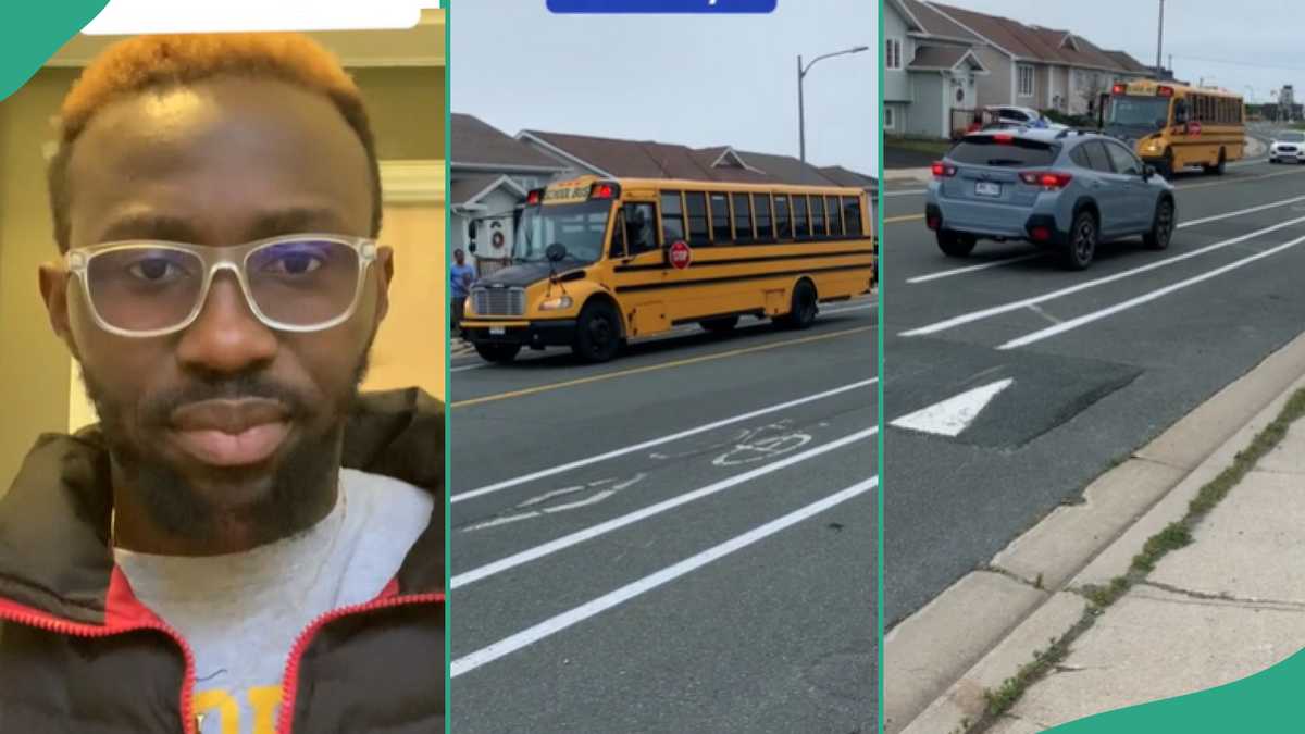 "It Can Happen in Nigeria": Man Shares Video Showing How All Cars Stop For School Bus in Canada