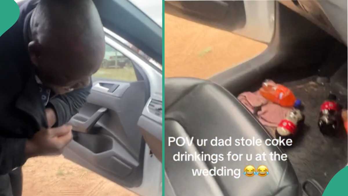 Lady Amused as Her Father Steals Drinks at Wedding for Her, Releases Video of Him in the Act