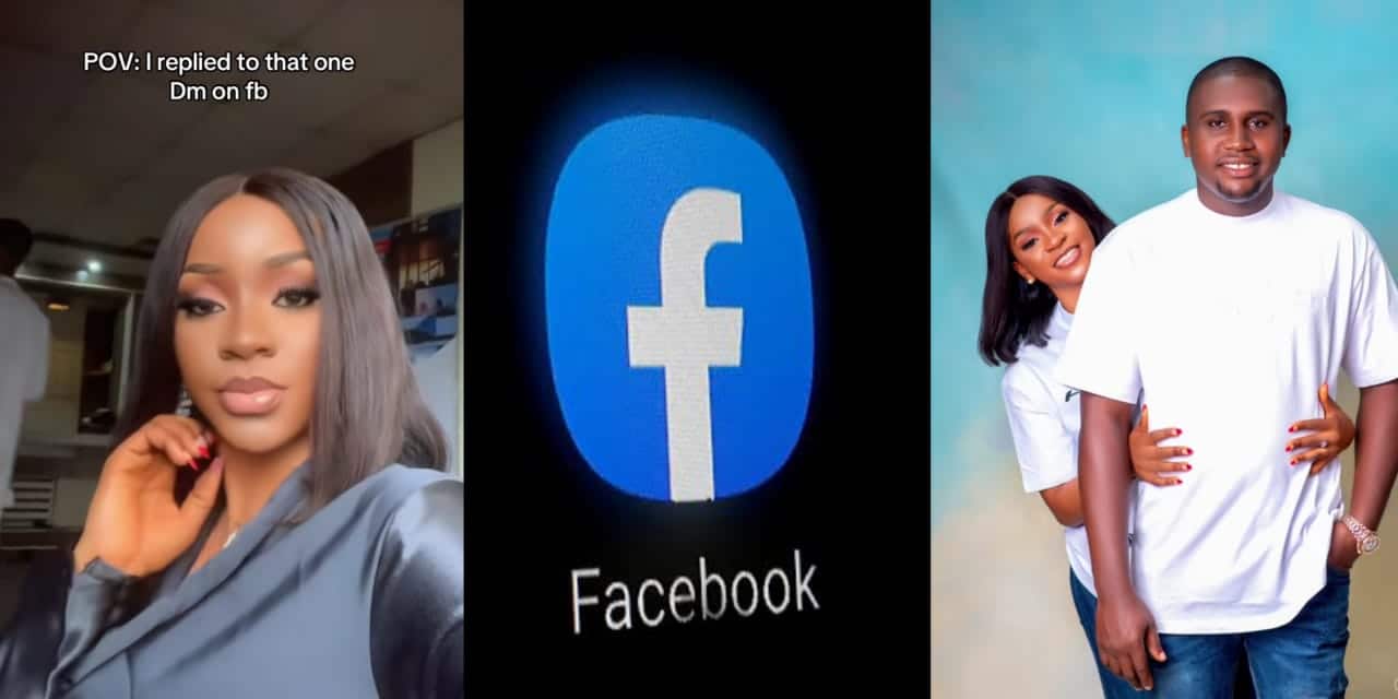 Nigerian lady marries man she met on Facebook after replying to his DM, video prompts reactions