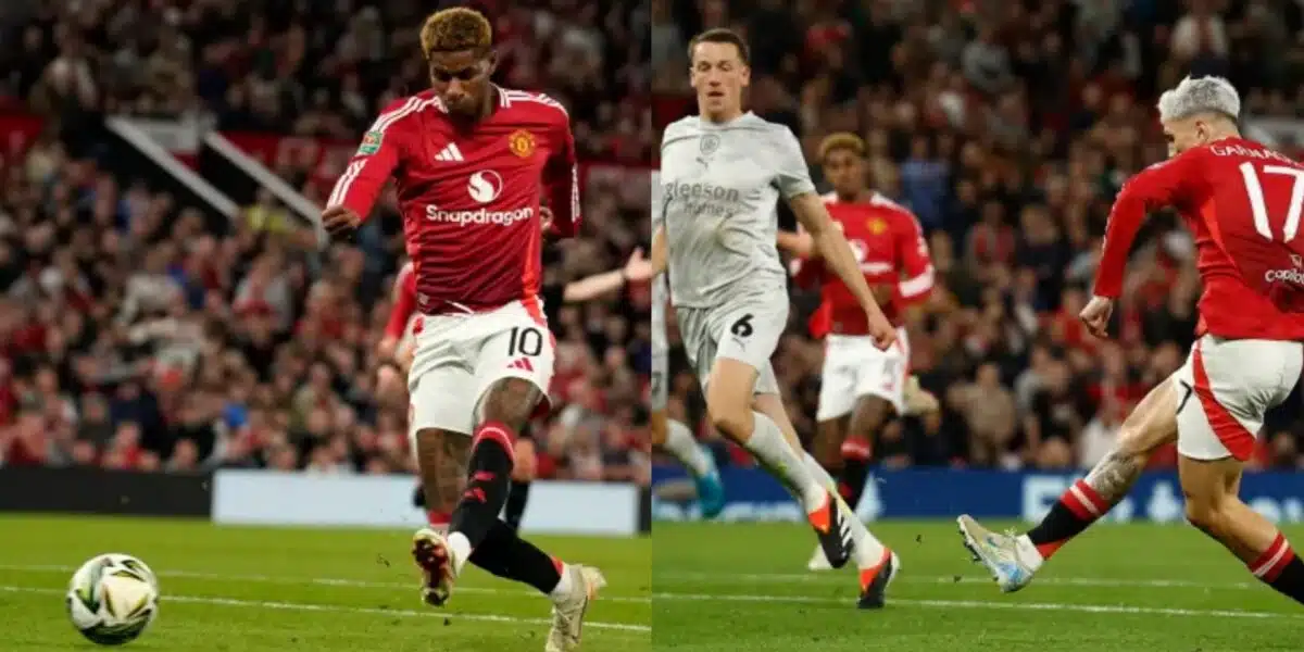 Carabao Cup: Rashford, Garnacho, Eriksen all net twice as United run riot on Barnsley