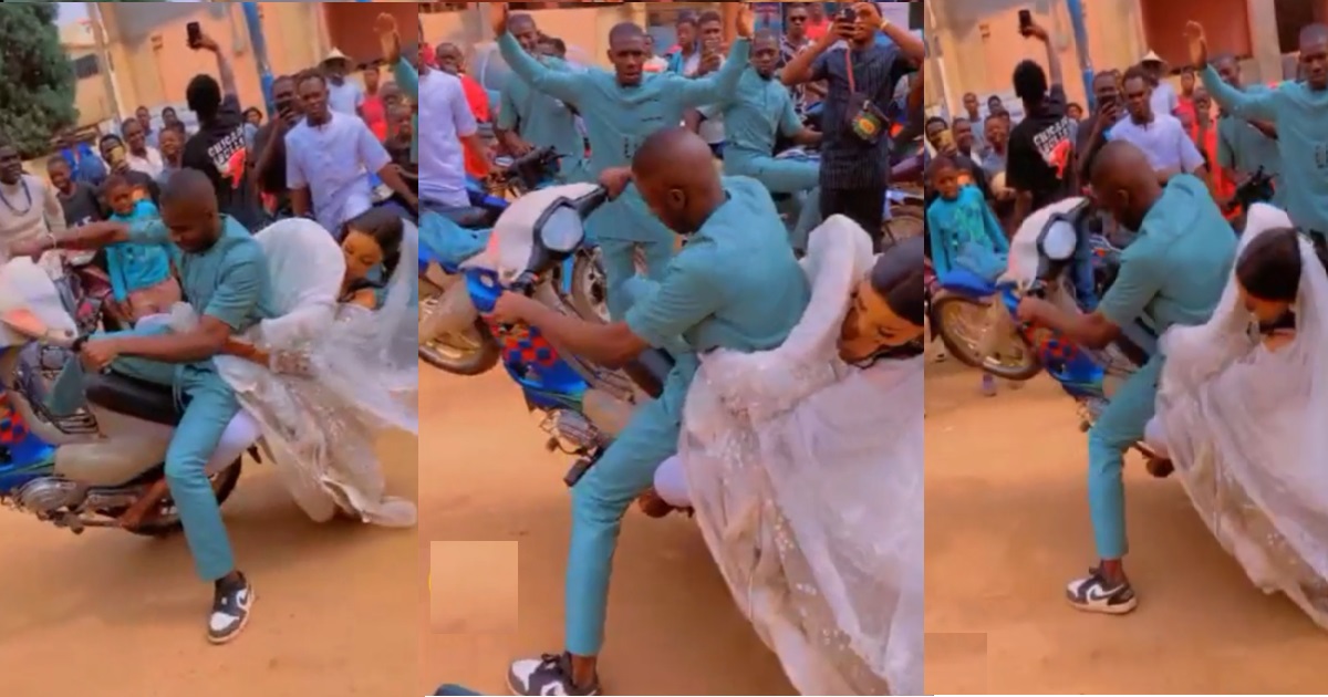 "This is what they mean by 'you are driving me crazy" – A man and his bride's bike dance trends