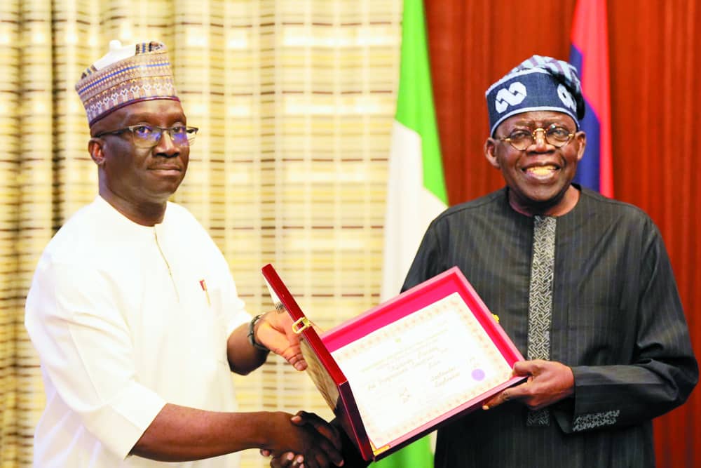 Tinubu Receives Edo Governor-elect Okpebholo, APC Govs At State House