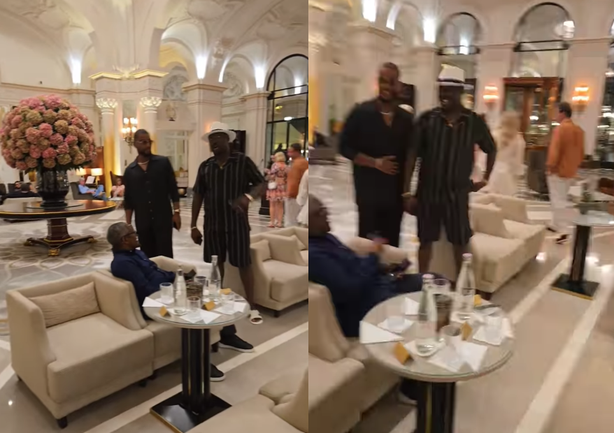 VIDEO: Fans react as Dangote 'snubs' popular Nollywood actor, Alex Ekubo abroad