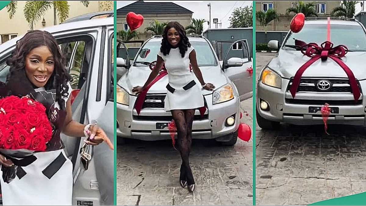 "What Is Your Source of Income?" Reactions as Nigerian Lady Flaunts New Luxurious White Car in Video