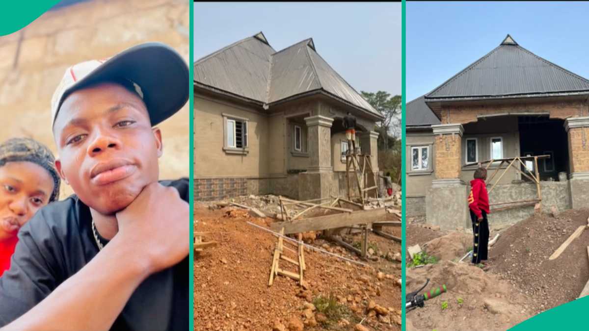 Young Man Builds House, Tiles Interior and Installs Chandeliers, Nigerians Praise Him