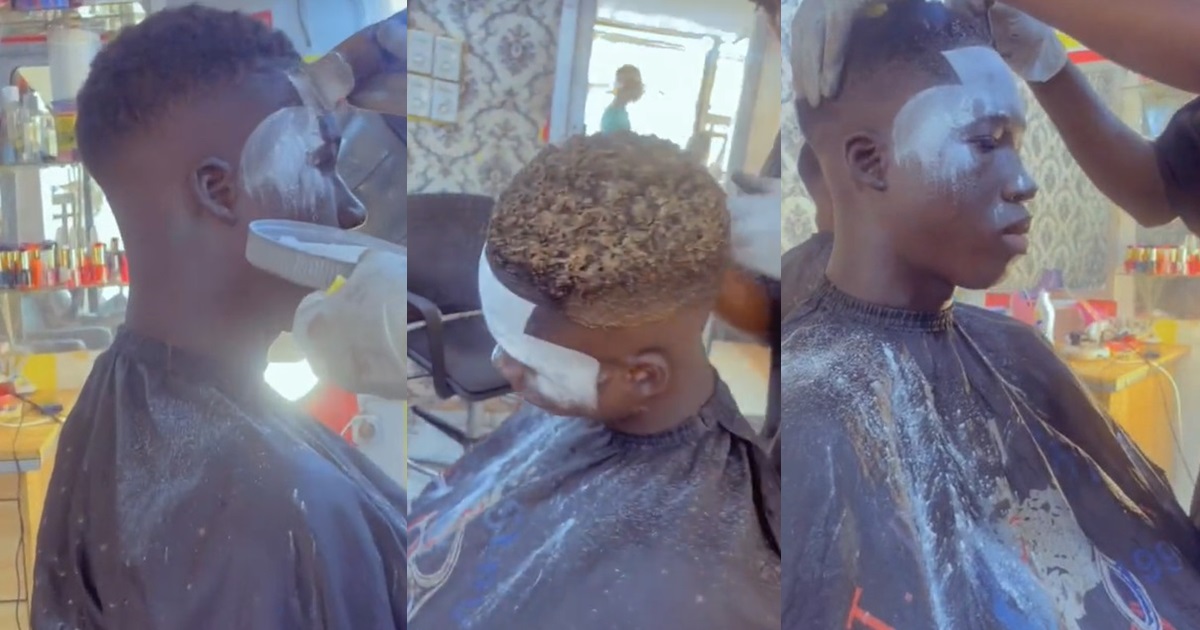 "na u won make powder cost" – Barber's Perfect Hairline Hack Raises Eyebrows As He Doused Customer With Powder (WATCH)