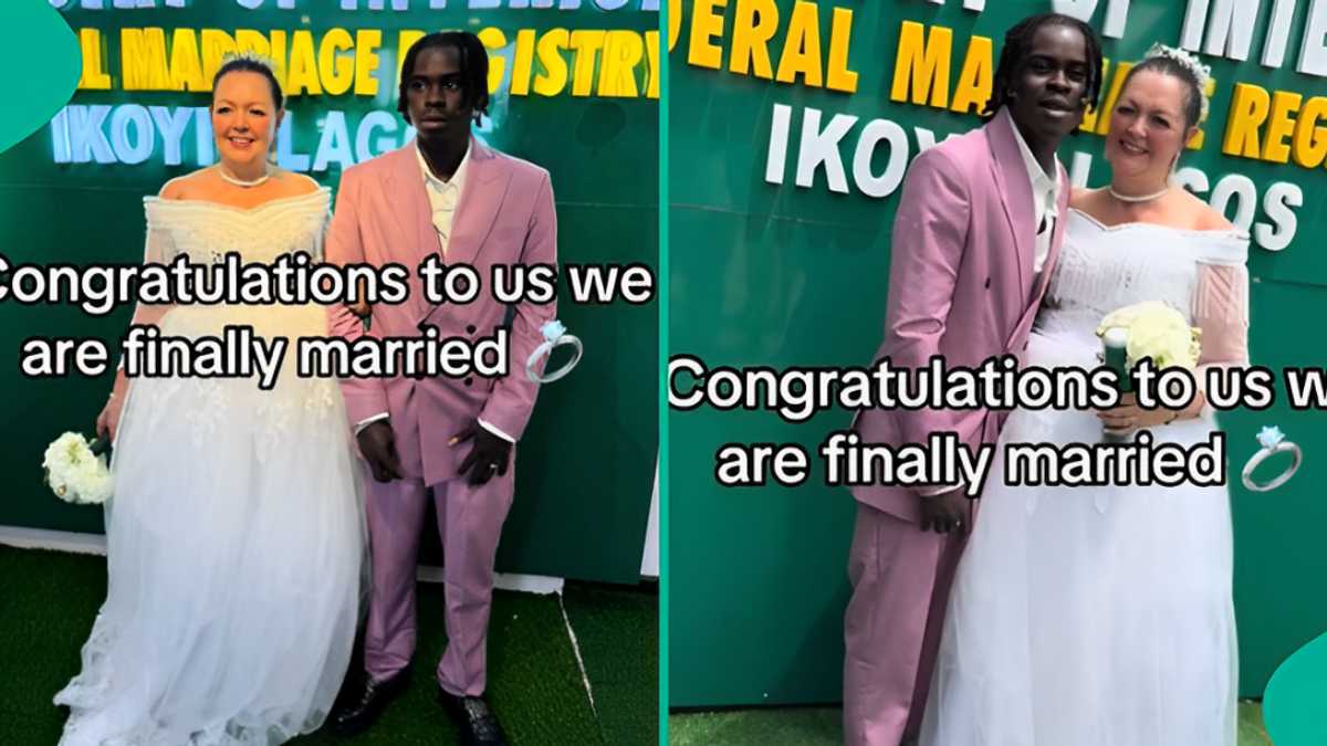 Young Nigerian Man Gets Married to Oyinbo Woman, Shares Adorable Wedding Video, Many React