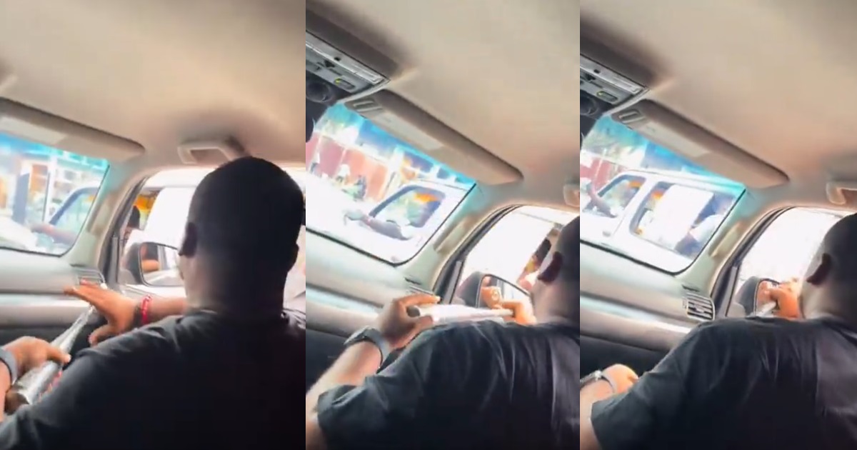 "You come close and you collect" – Lagos Danfo Driver Meets His Match As A Car Owner Fl!ngs Baseball Bat (WATCH)