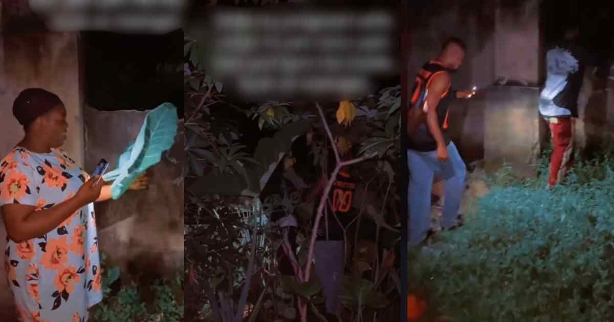 "pregnancy no be anybody mate oo" – Pregnant Wife's Coco Yam Leaf Craving Sends Husband Into Bush At 2 am (WATCH)