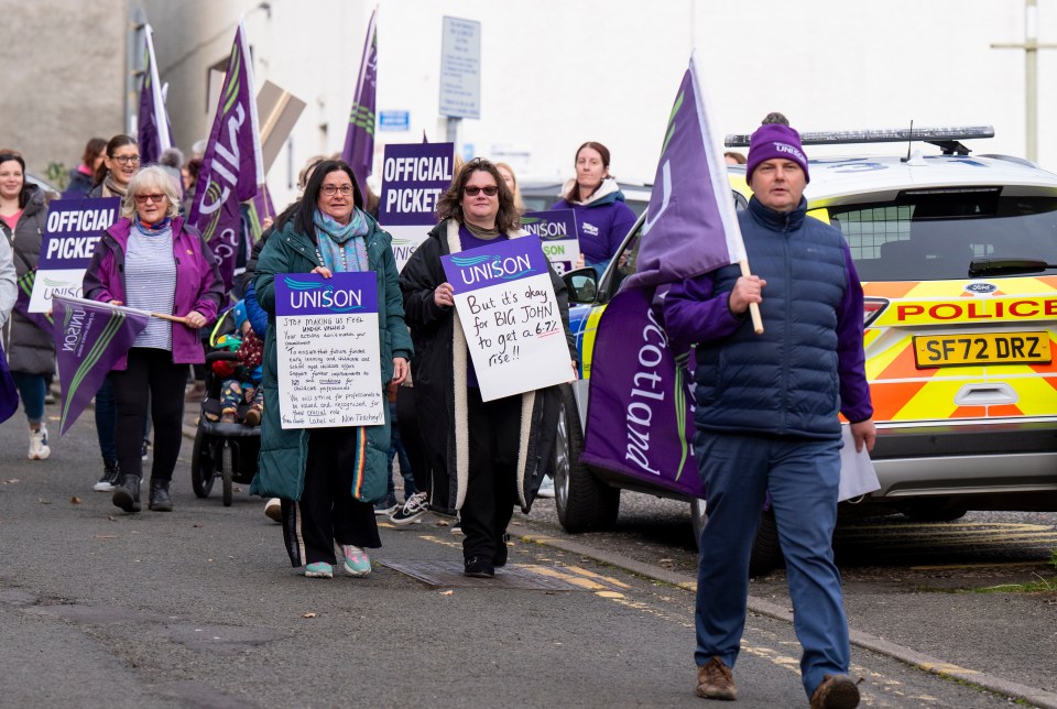 Members of Unison are undertaking the action over pay for all council workers