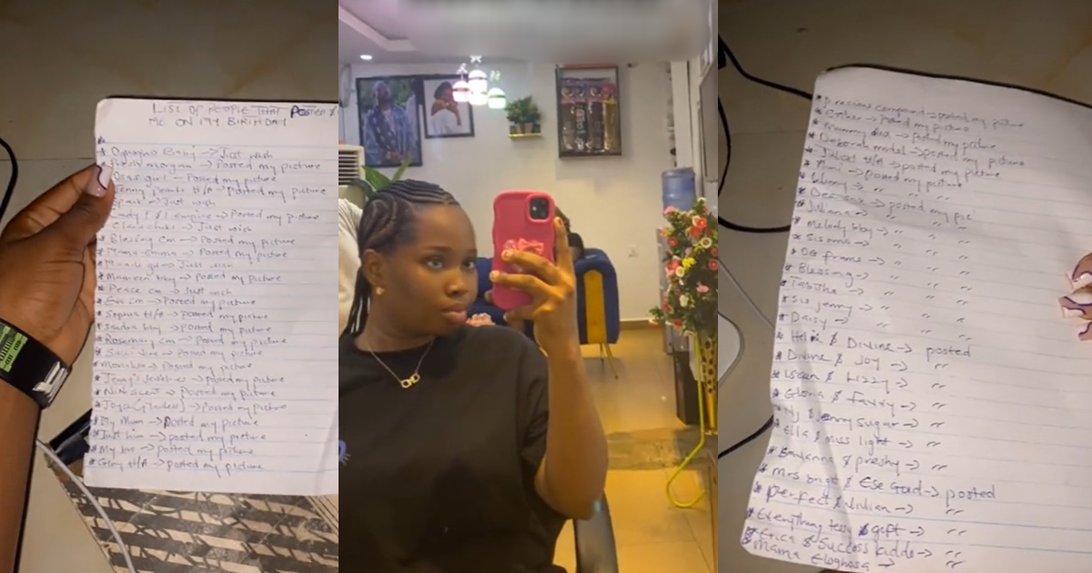 "You post me, I post you clear" – Lady compiles a list of individuals who acknowledged her birthday and posted her picture (VIDEO)