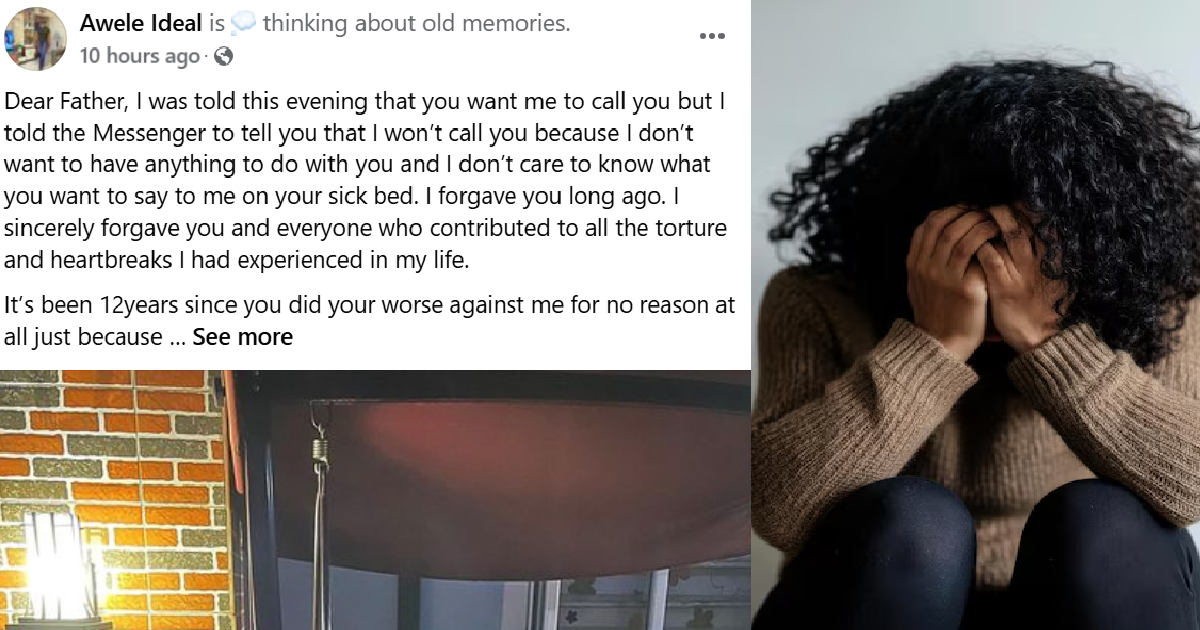 Nigerian Lady Shares Her Heart-Wrǝnching Story Online After Choosing Not To Reunite With Her Estrangǝd Father Who L!es S!ck and Bed!dden.