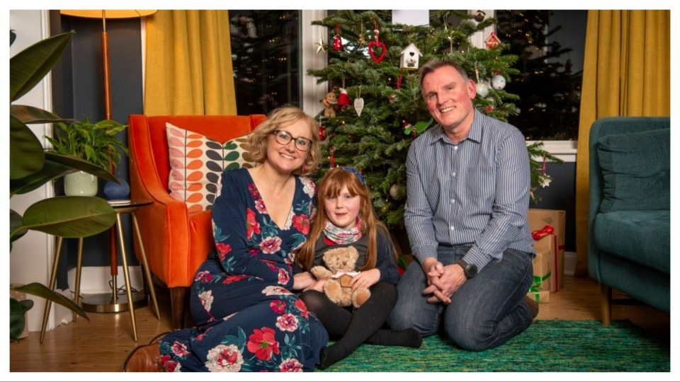 Last year's winners Katie Morris, hubby Jamie and six-year-old daughter Beth.