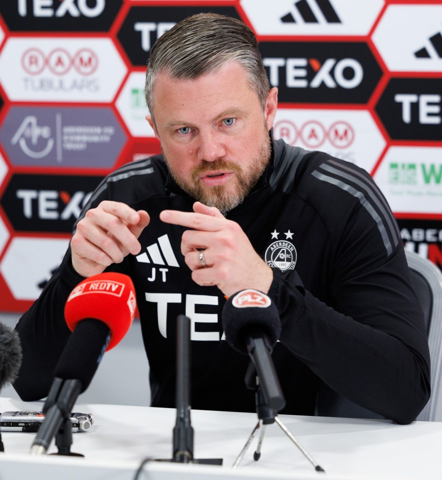 Aberdeen head coach Jimmy Thelin during an Aberdeen press conference