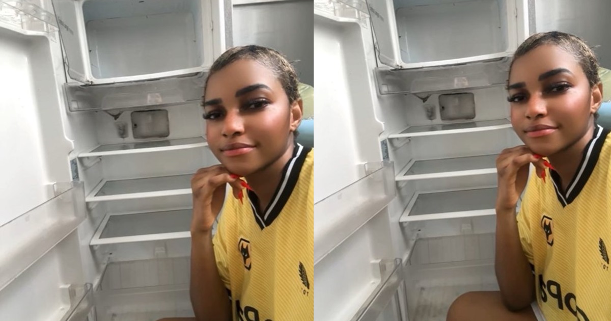 "she want bill am to stock the fridge" – Lady Gets Bl0cked After Sending Picture of Herself Posing With A Empty Fridge To Talking Stage Partner (WATCH)