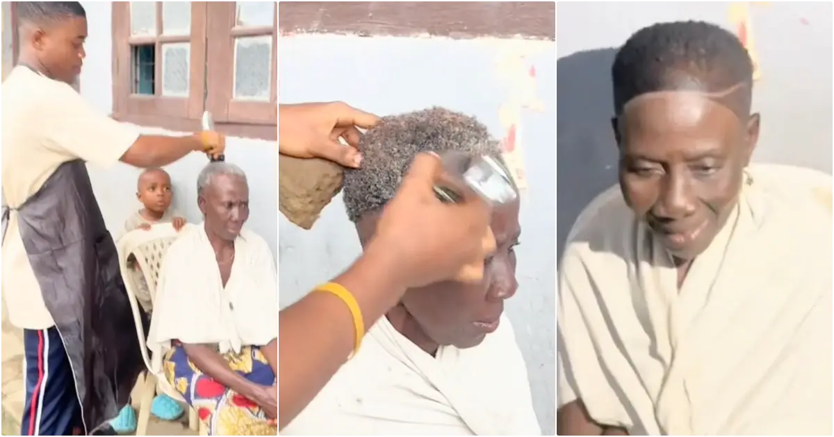 Young barber gives grandmother a youthful transformation