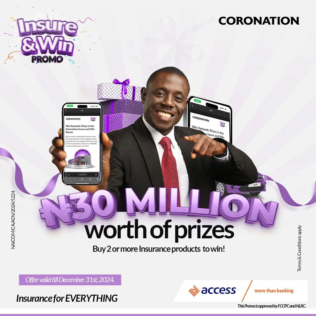 Don’t miss out! Coronation Insurance’s ‘Insure and Win’ Promo offers N30 million worth of prizes