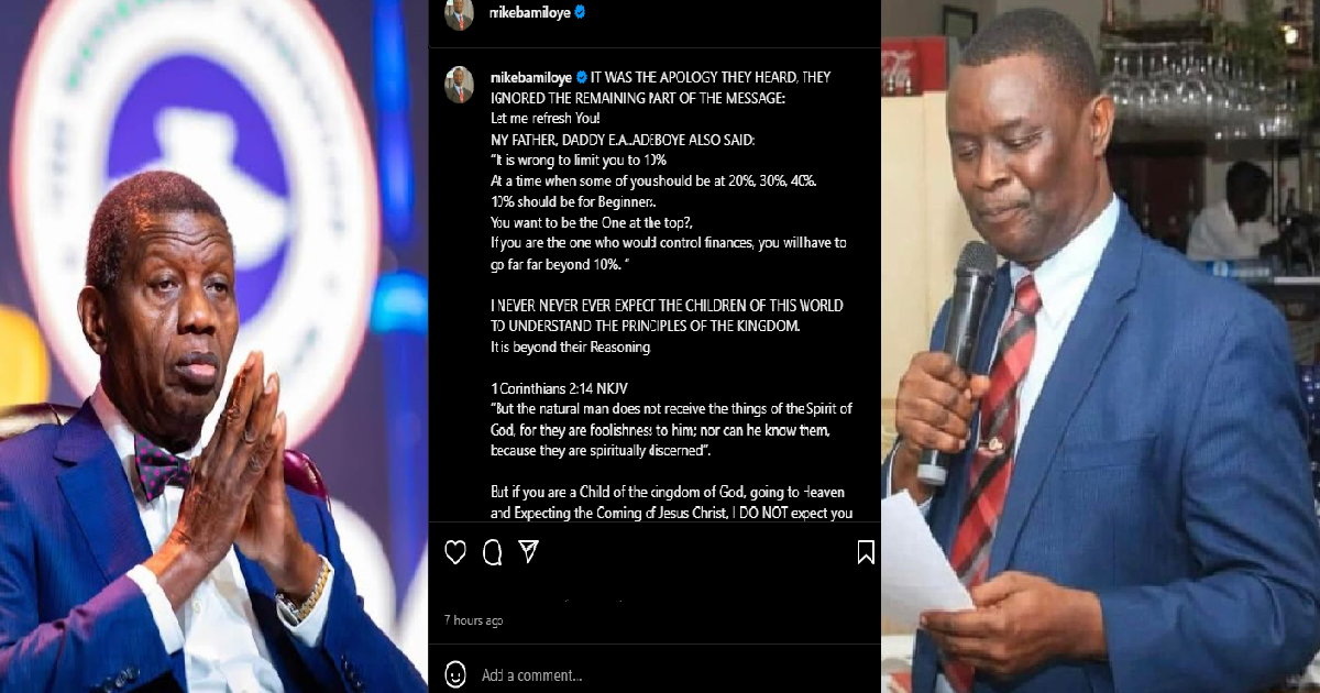 Filmmaker And Evangelist Mike Bamiloye Defends Pastor E. A. Adobye 's Over Tithing Controversy, Claims His Apology Was Misconstrued